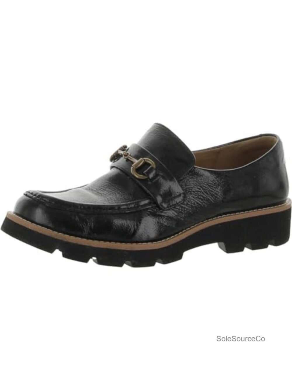 Leather Slip-On Flats with Horsebit Detail, Cushioned Arch Support, Round Toe
